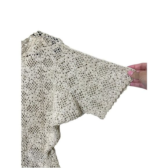 J.M. Pink Tan Crochet Toe Waist Top Blouse‎ Size S - Picture 3 of 7